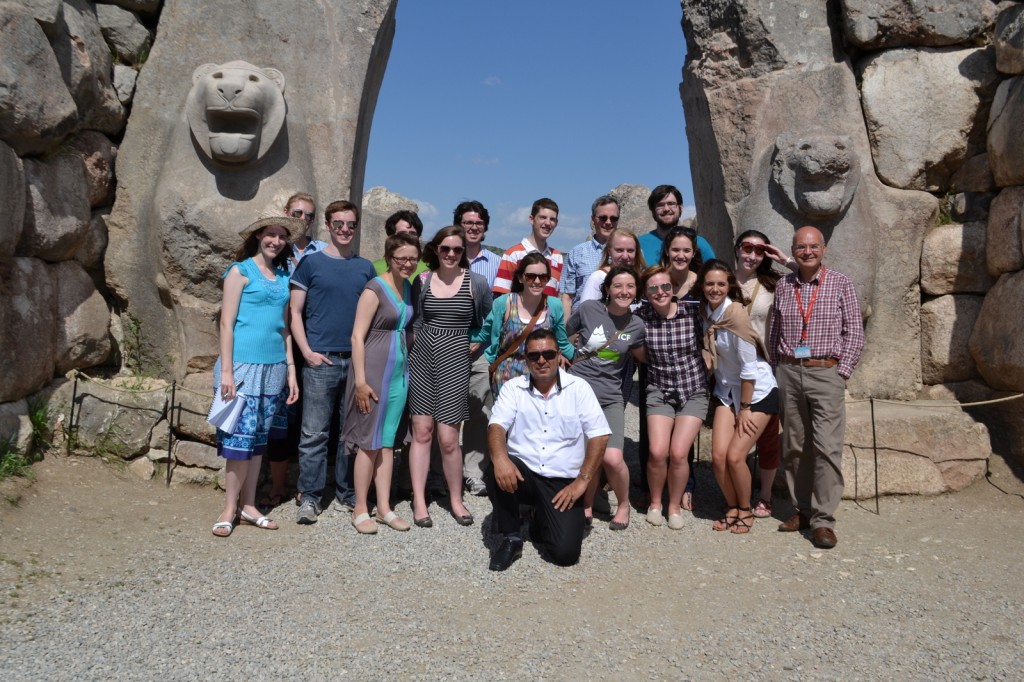 The whole crew, braving the Lion Gate