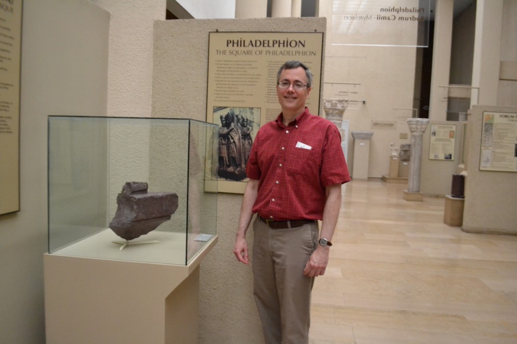Hence this fragment of porphyry foot from the Roman Tetrarchy (the emperor's throne divided among four co-sovereigns); see the complete sculpture behind Dr. G.